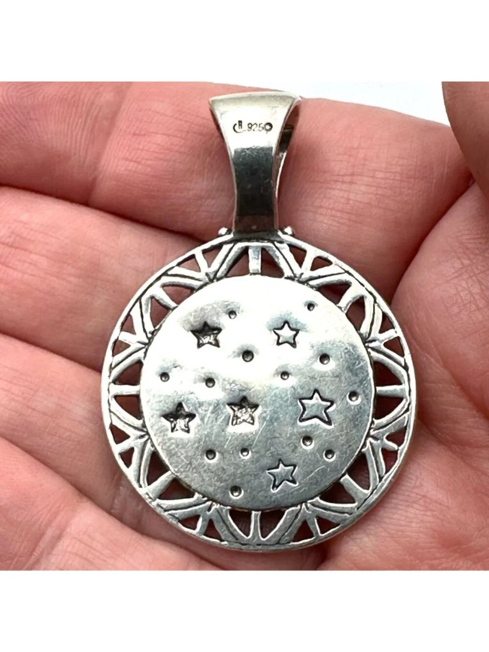 Carolyn Pollack Moon Stars Sterling Silver Pendant Mother of Pearl